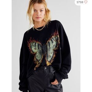 Free People Black Firefly Pullover, distressed Medium